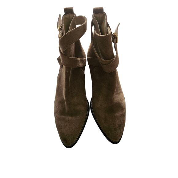 Womens Banana‎ Republic 6.5 Leather Buckle Strap Tan Ankle Boots - Picture 2 of 14